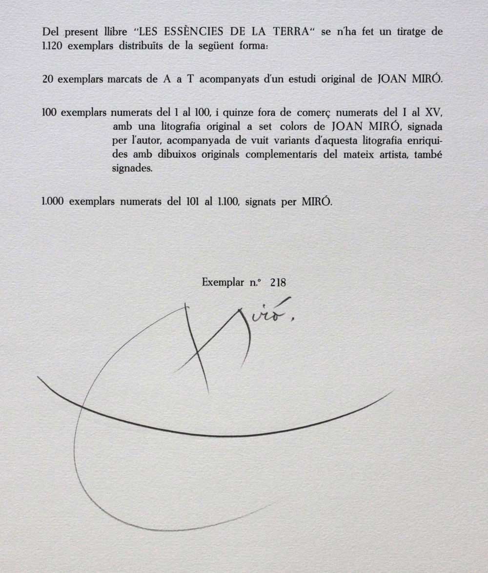 Joan MIRO Original COLOR Lithograph Watermark 1968 Ltd. Edition w/Frame