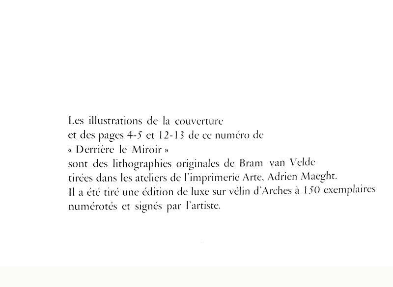 Bram Van Velde Original Lithograph, 1975