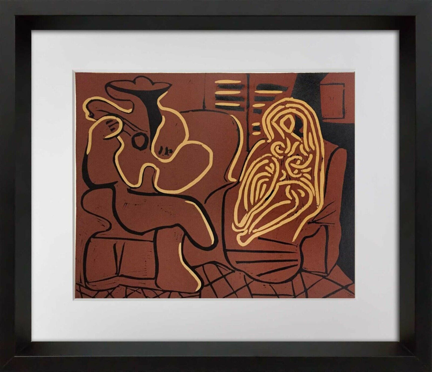 Pablo Picasso LINOGRAVURE Ltd Edition - "Femme... guitariste” 1959 w/Frame