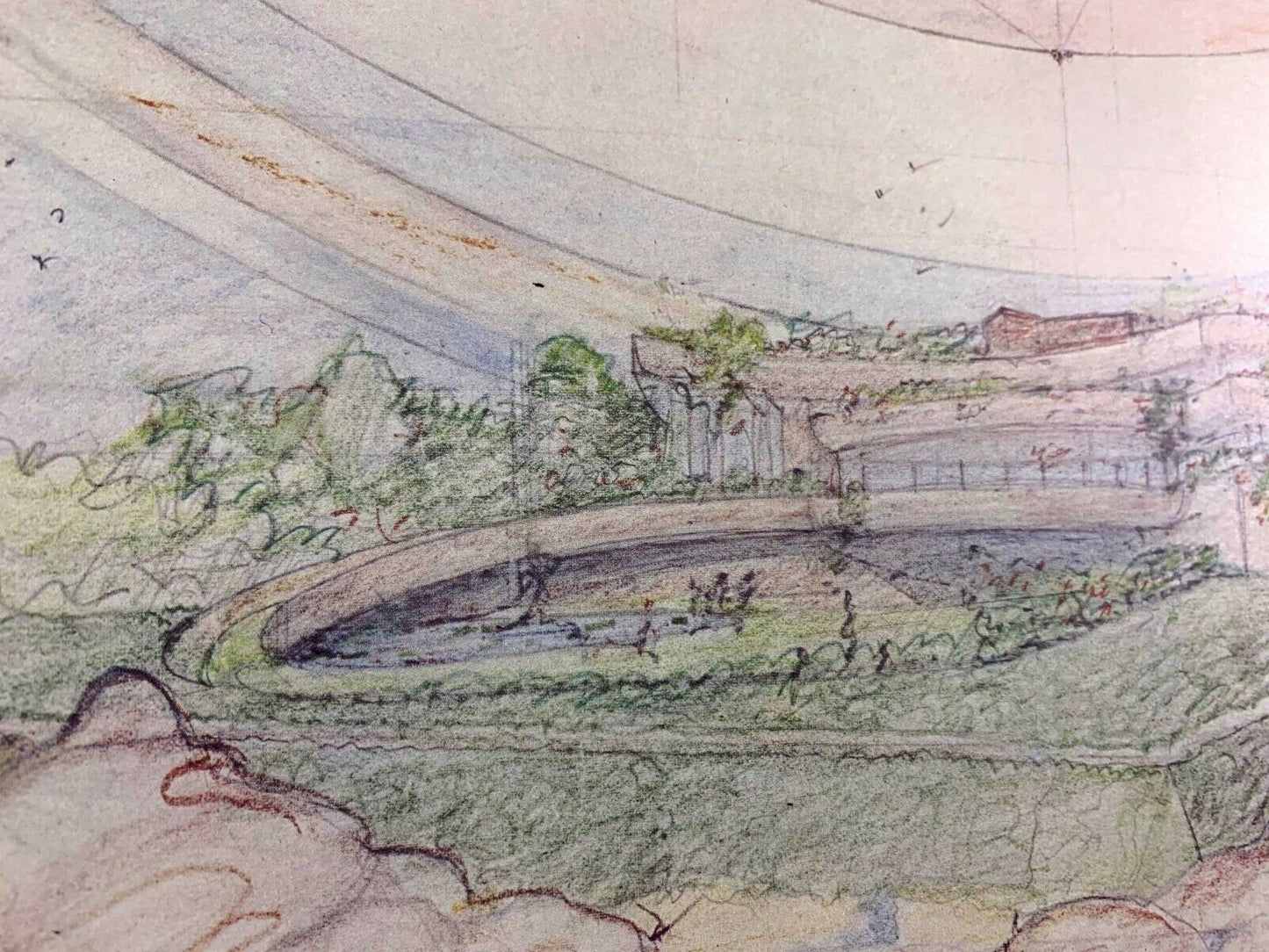 Frank Lloyd WRIGHT Lithograph SIGN Stuart Haldorn House "The Wave" 1945 w/Frame