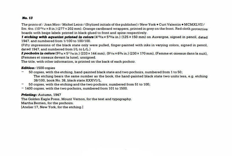 Joan MIRO Lithograph Barcelona 1947 LIMITED Edition with Cat. Ref: c13 + FRAME Included