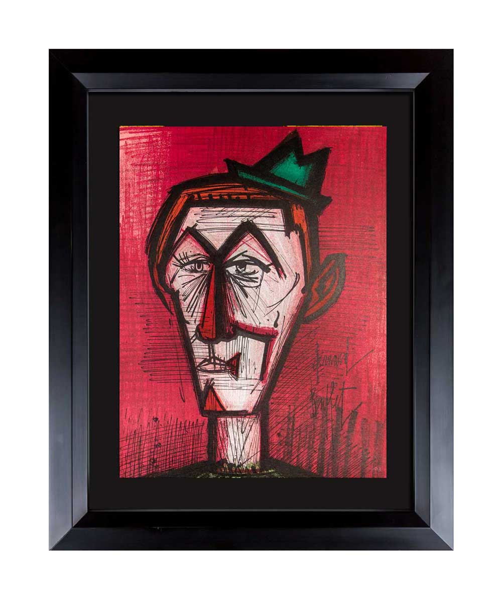 Bernard BUFFET Original LITHOGRAPH Ltd. EDITION - "The Clown on Red.." w/Frame
