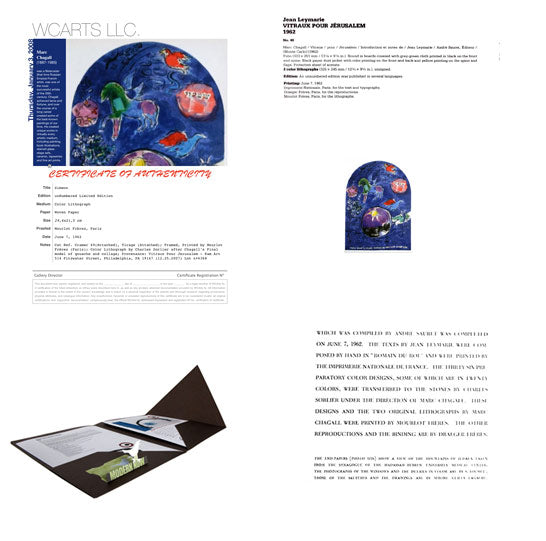 Marc CHAGALL Lithograph LIMITED Ed. "Simeon" + Cat .Ref.c49 w/Gallery Frame