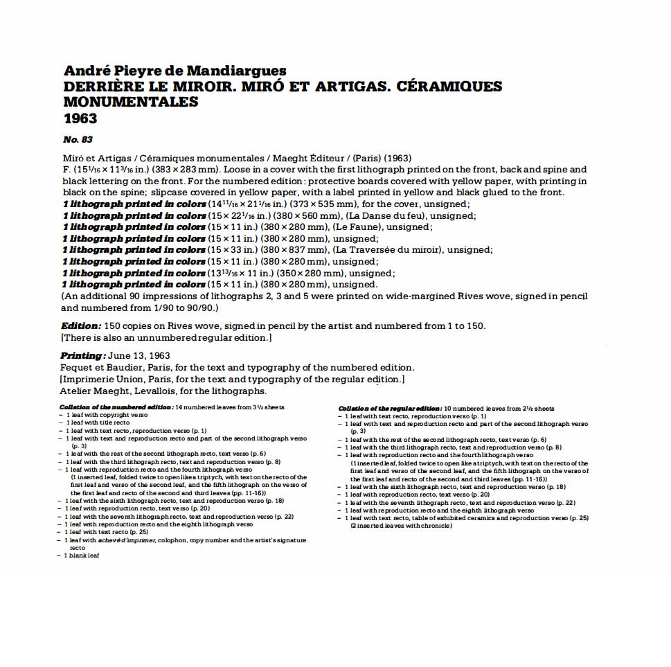 Joan MIRO Original COLOR Lithograph, Cat. Ref (c83) 1963 w/Custom Frame