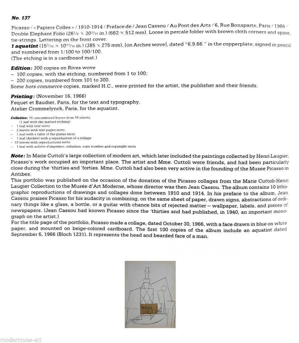 Pablo Picasso Lithograph ".."Le Journal” 1966