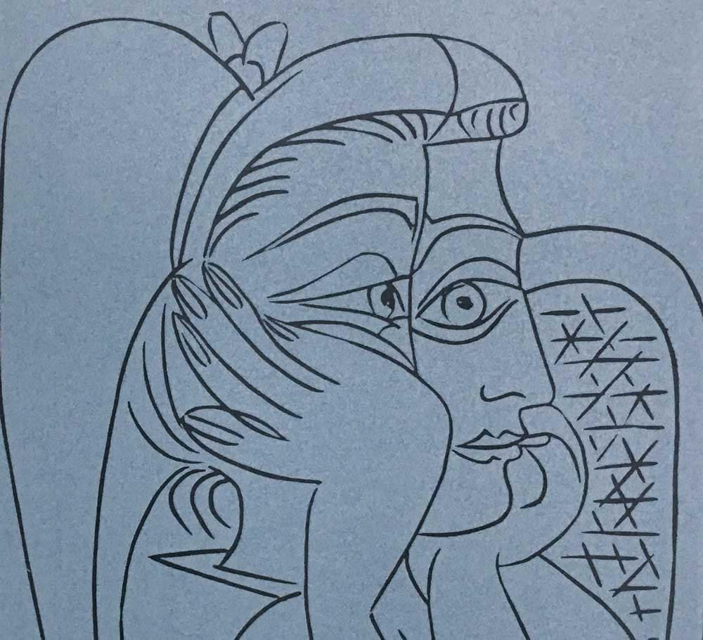Pablo Picasso LINOGRAVURE Ltd Edition - "Femme Accoudee" 1959 w/Frame