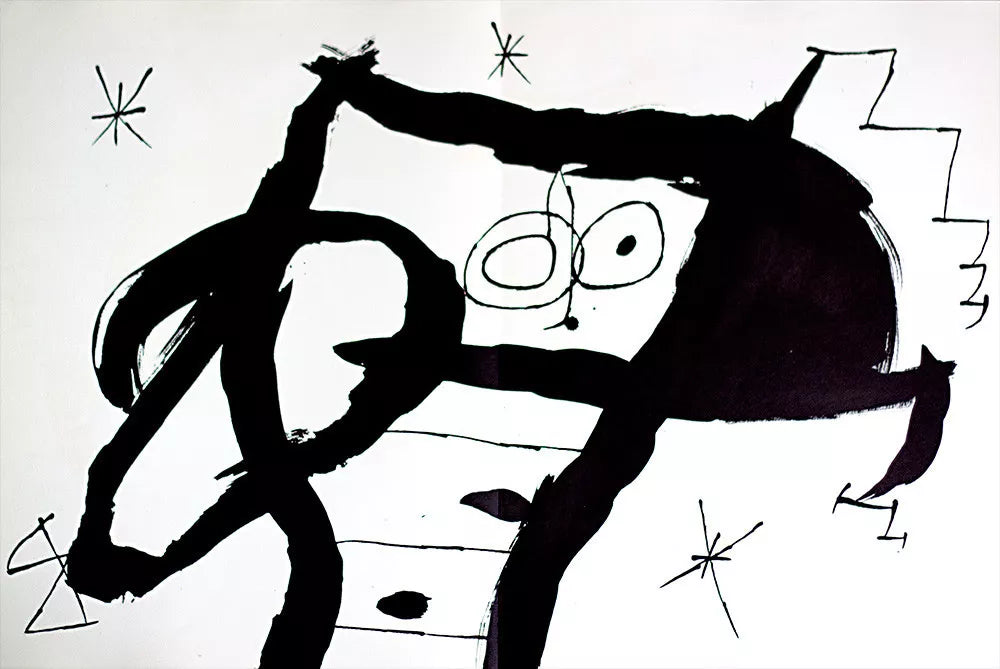 Joan Miro 1968 Original Double Lithograph – Limited Edition Mourlot Paris Framed Art (Cramer 123)