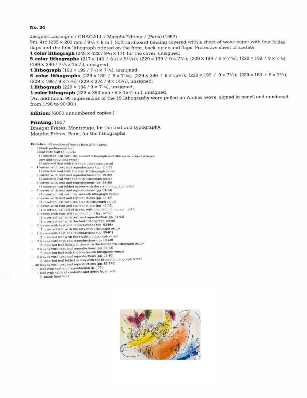 Marc Chagall Original Lithograph, 1957 Double Lithograph