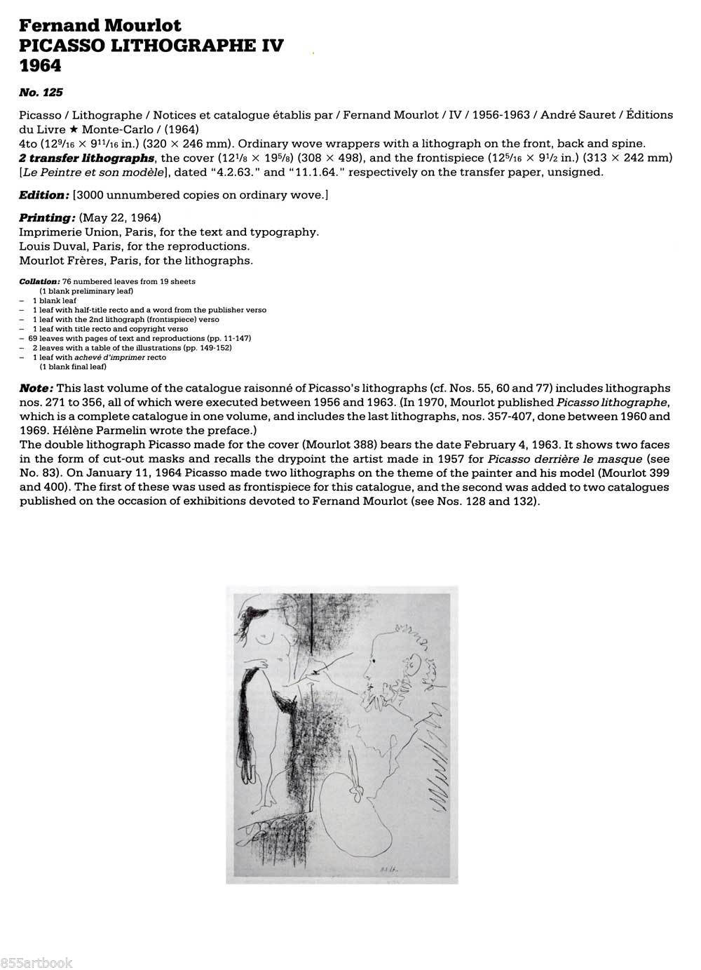 Pablo Picasso Lithograph "The Artist with his model"