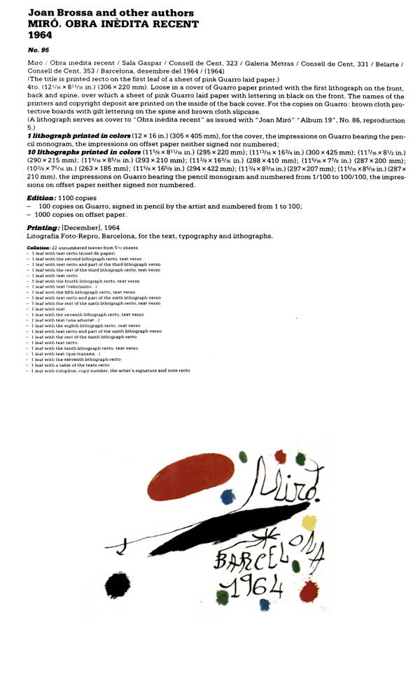 Joan Miro Original Signed Lithgraph - Obra Inedita Recent, 1964