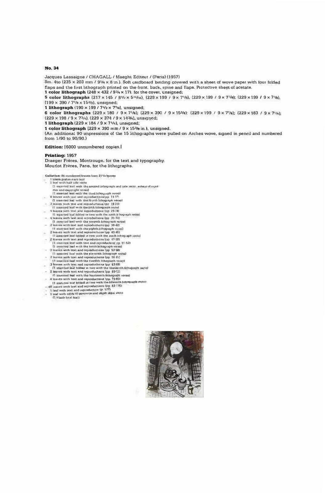 Marc Chagall Original Lithograph "Brown Still Life" Limited Edition