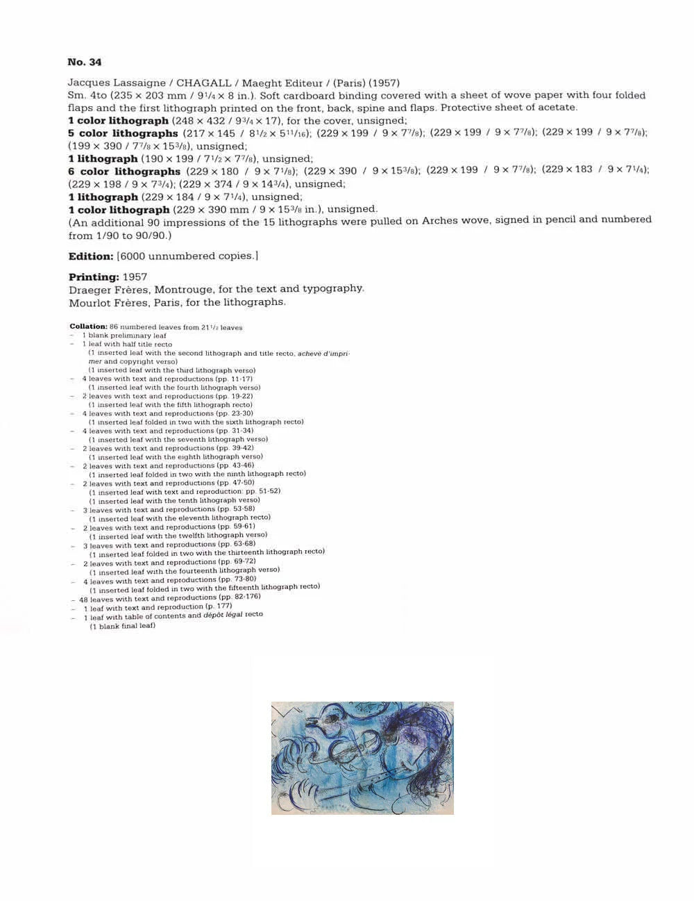 Marc Chagall Original Lithograph, 1957 Double Lithograph w/Custom Framing