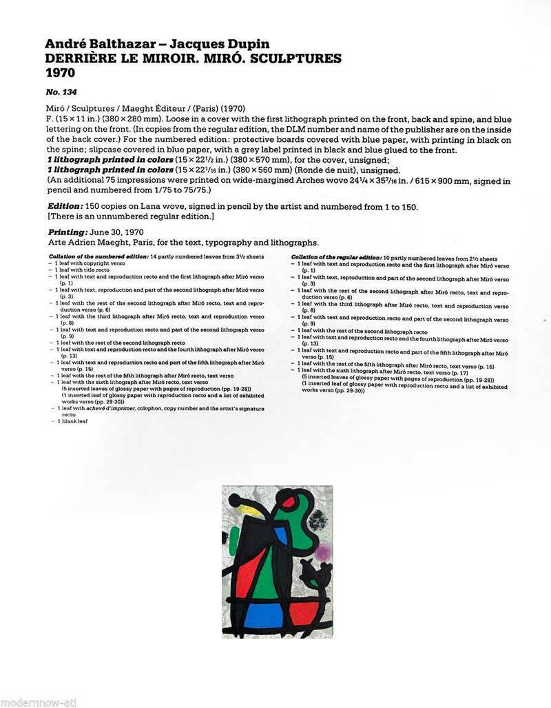 Joan MIRO Original Limited EDITION Lithograph +Cat. Ref c.134