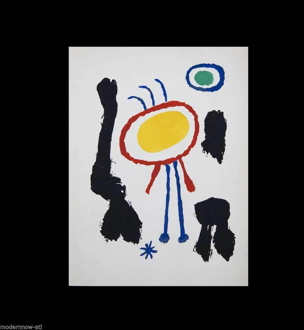 Joan Miro Original Lithograph Pochoir, 1947