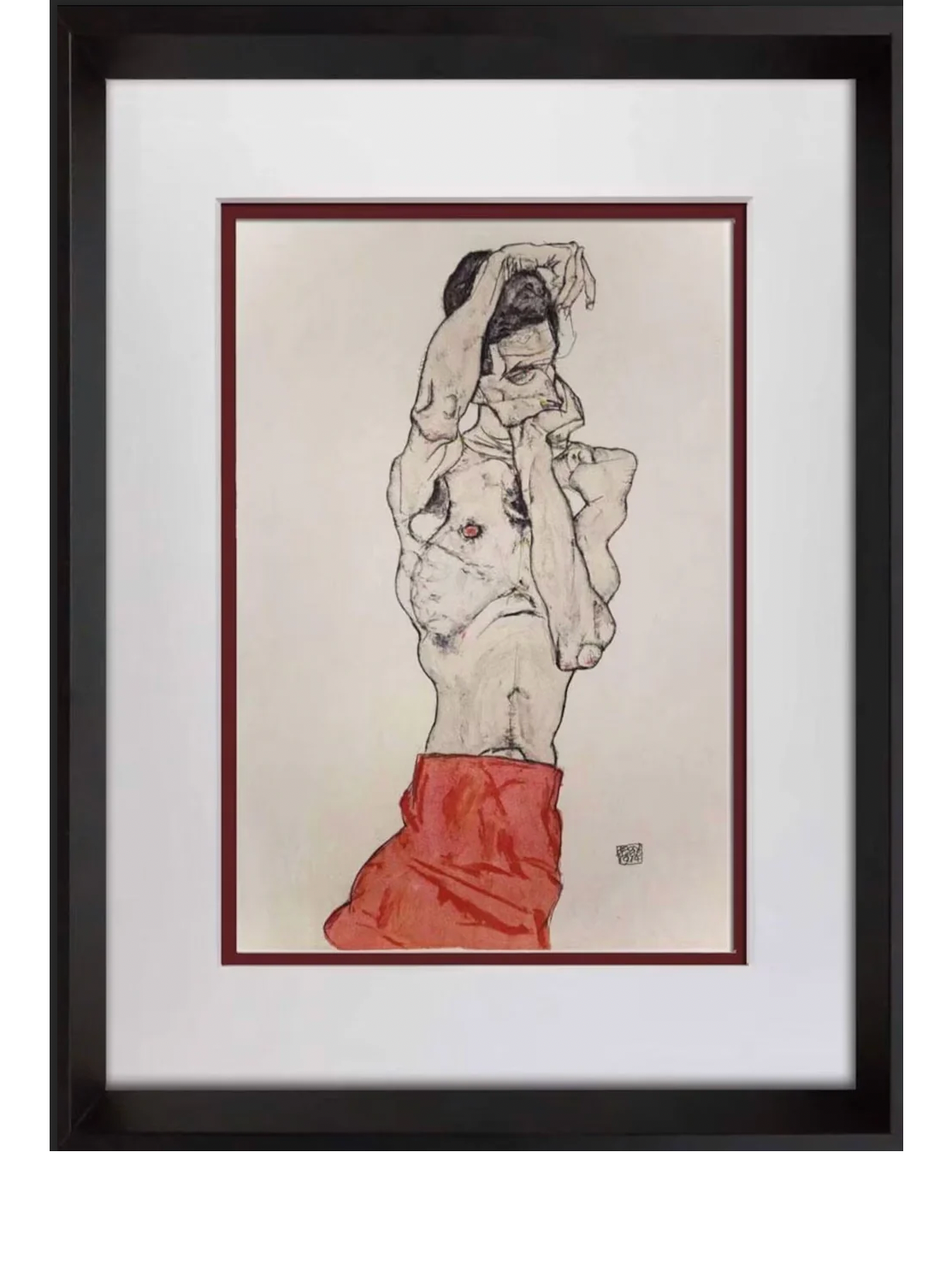 Egon Schiele "Man with Red Loin Cloth" Lithograph | Limited Edition of 100 | Vienna Print
