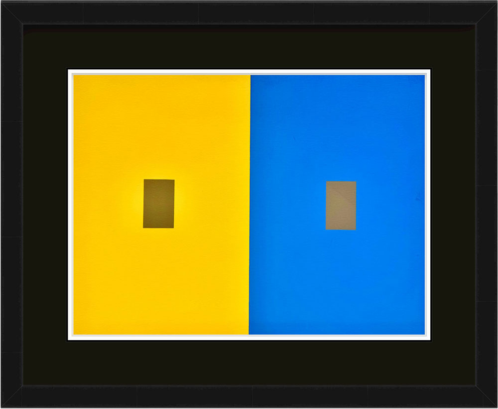 Josef ALBERS Original SILKSCREEN 1963 [XV-1] Yellow/Blue w/Custom Frame