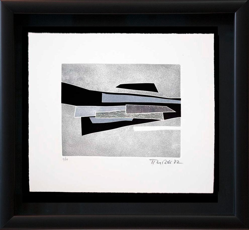 Hans RICHTER Original ETCHING Hand SIGNED "As Mondrian..." w/Custom Frame