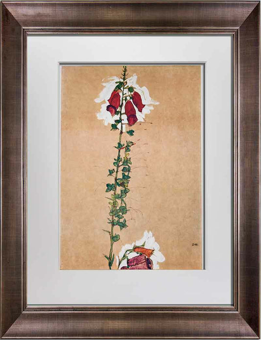 Egon SCHIELE Lithograph Gouache "Red Foxglove" 1910 LIMITED ED. w/Frame