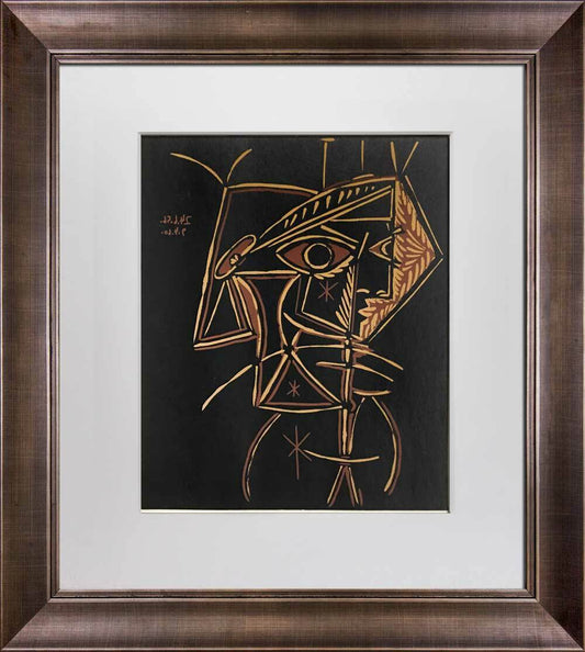 Pablo Picasso Linogravure LTD Ed. "Tete de Femme” 1959 +Custom FRAME