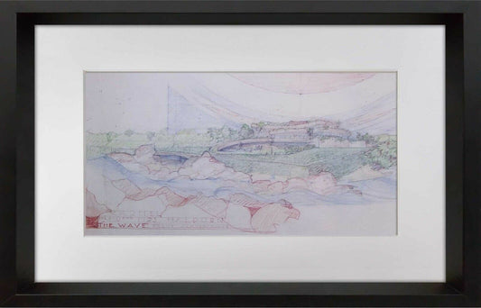 Frank Lloyd WRIGHT Lithograph SIGN Stuart Haldorn House "The Wave" 1945 w/Frame