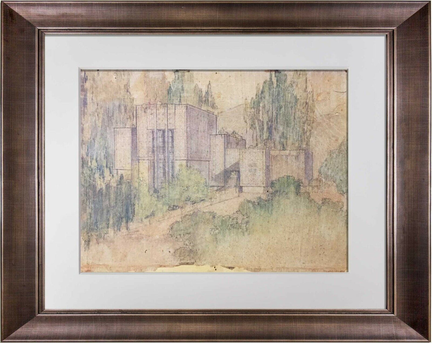 Frank Lloyd WRIGHT Lithograph "La Miniatura, Mrs. George Madison..House" w/Frame