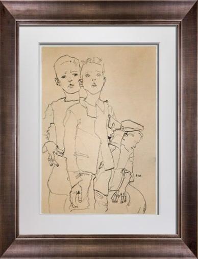 Egon Schiele Lithograph "Three Street-boys