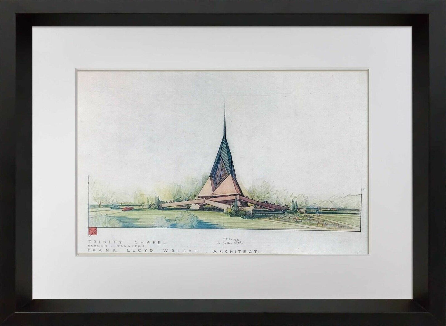 Frank Lloyd WRIGHT SIGNED #’ed LIMITED Ed. "Trinity Chapel" w/Frame Included