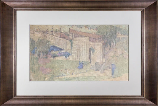 Frank Lloyd WRIGHT Lithograph "Kindergarten for Aline Barnsdall, LA.." 1923