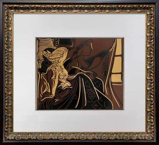 Pablo Picasso LINOGRAVURE Limited Edition "Duex Femme... fenetre" 1959 w/Frame