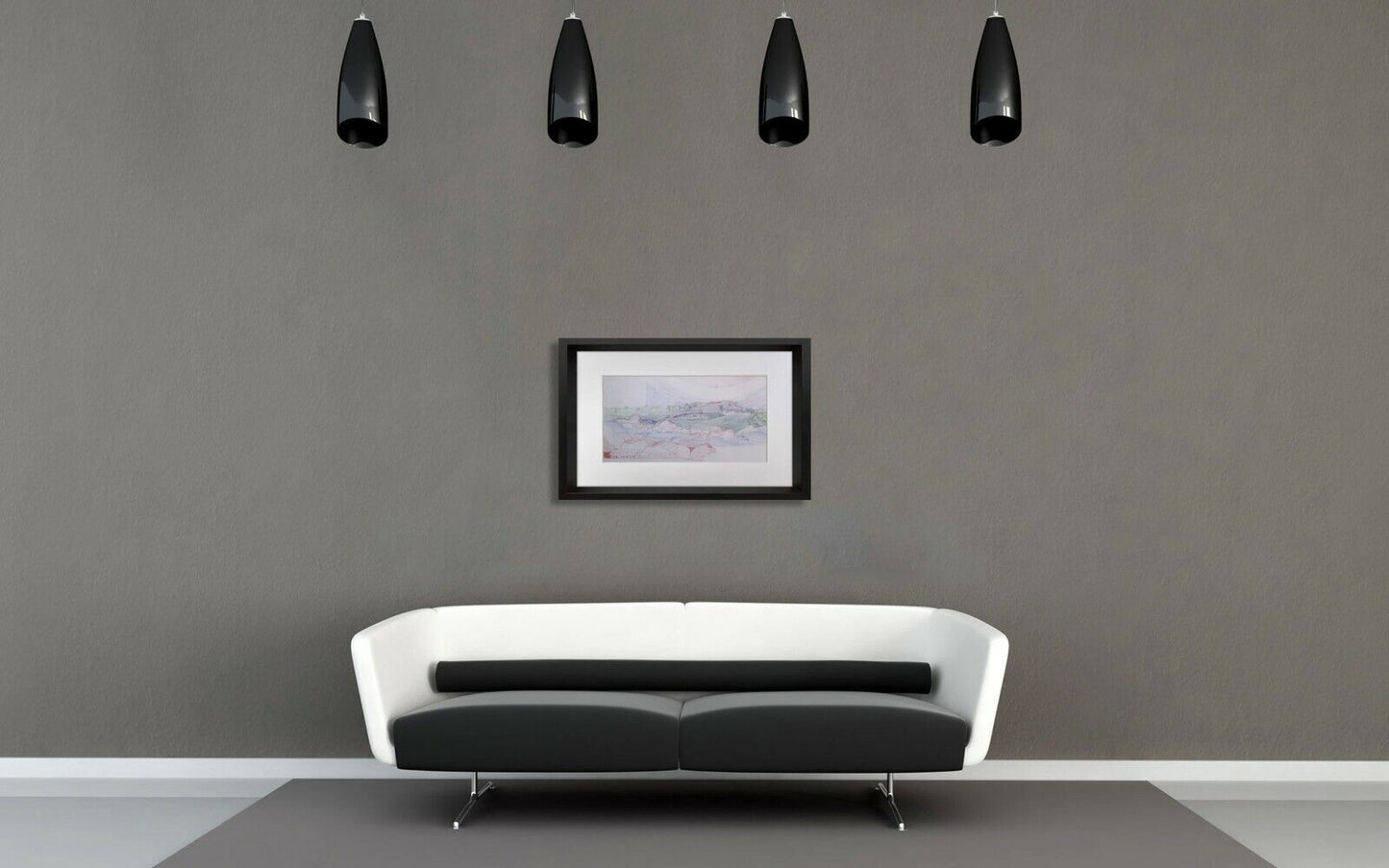 Frank Lloyd WRIGHT Lithograph SIGN Stuart Haldorn House "The Wave" 1945 w/Frame