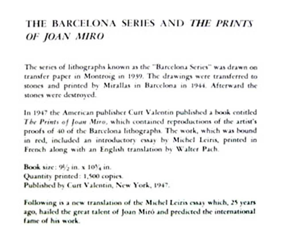 Joan MIRO Lithograph LIMITED Ed. 1947 + Cat. Ref: c13 + Custom FRAME Included