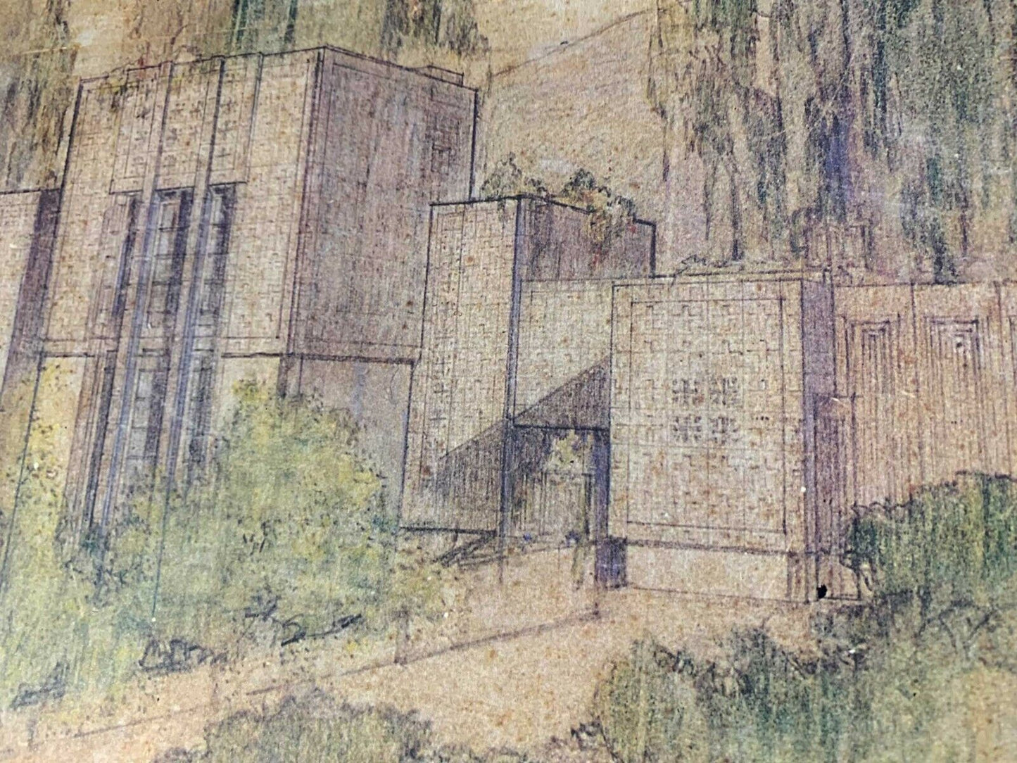 Frank Lloyd WRIGHT Lithograph "La Miniatura, Mrs. George Madison..House" w/Frame