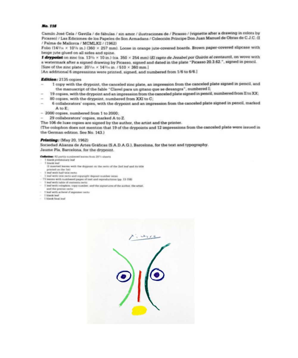 Pablo Picasso Limited Edition Lithograph "La Amante"