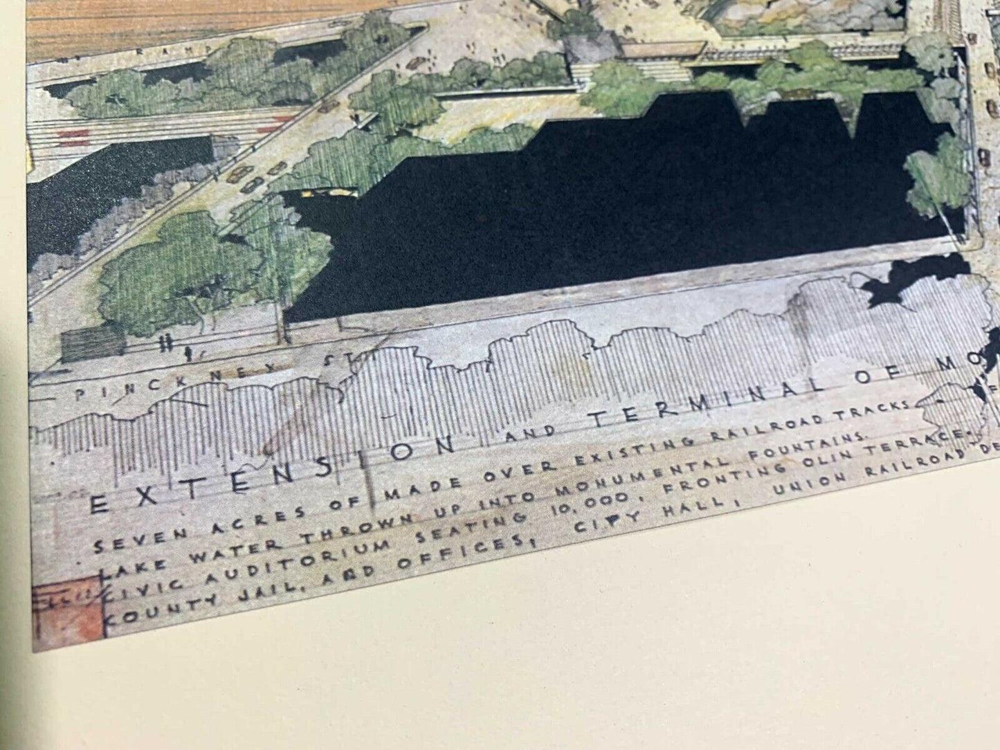 Frank Lloyd WRIGHT Lithograph "Monona Terrace Civic Center" w/Frame