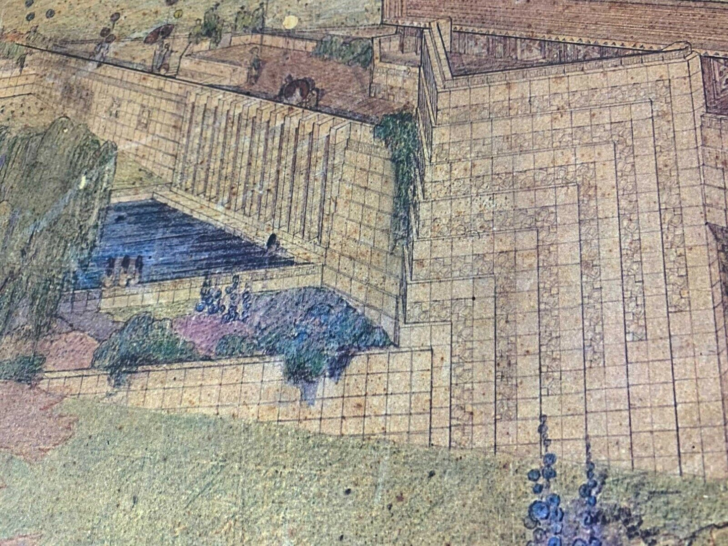 Frank Lloyd WRIGHT Lithograph "Kindergarten for Aline Barnsdall, LA.." 1923