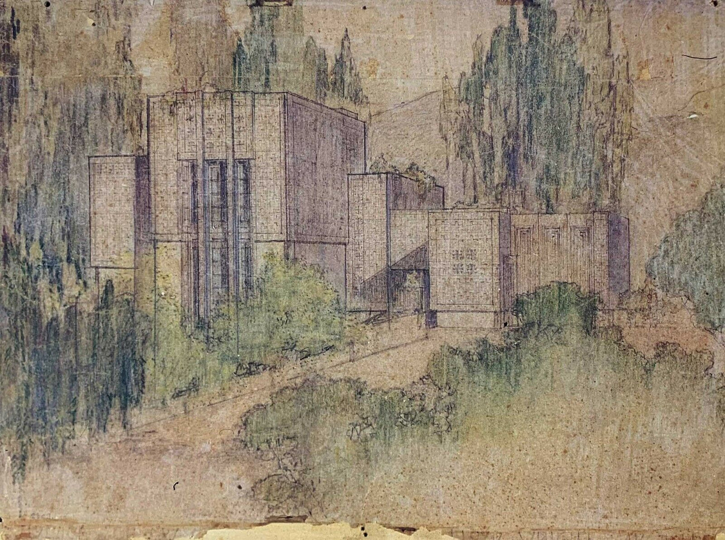 Frank Lloyd WRIGHT Lithograph "La Miniatura, Mrs. George Madison..House" w/Frame