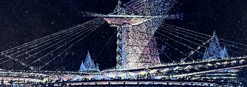 Frank Lloyd WRIGHT Lithograph #’ed Ltd Ed. Suspension Bridge Pittsburgh w/FRAME