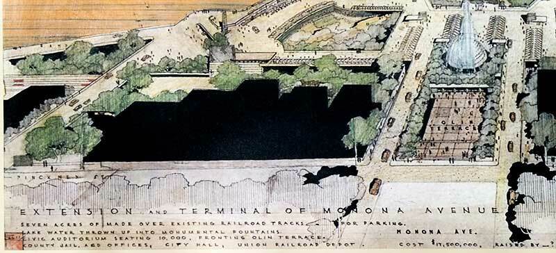 Frank Lloyd WRIGHT Lithograph "Monona Terrace Civic Center" w/Frame
