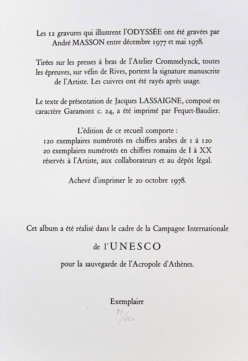 Andre MASSON ETCHING in Aquatint ~Hand SIGN "Sirens"- Ed. No. 89/120 w/Frame