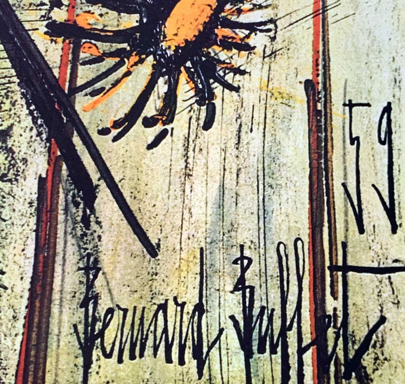 Bernard Buffet Sunflowers Lithograph Signed Limited Edition | Framed Mid Century Modern Art