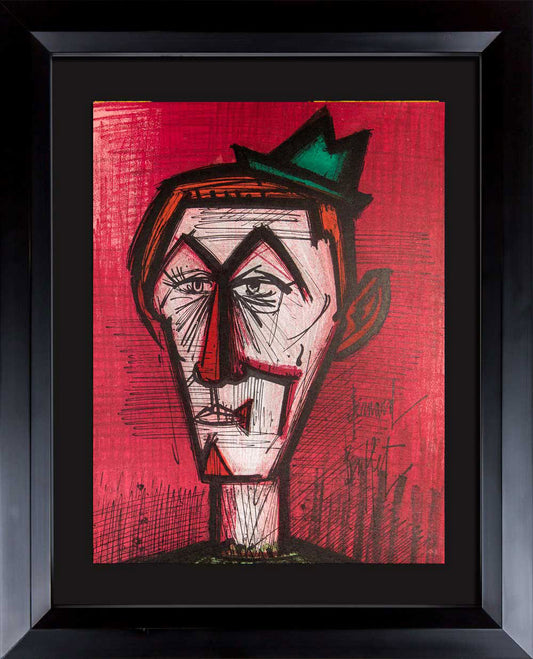 Bernard BUFFET Original LITHOGRAPH Ltd. EDITION - "The Clown on Red.." w/Frame