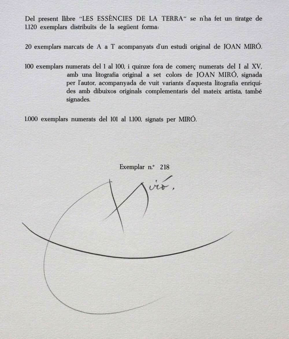 Joan Miro Original Double Lithograph No. Ltd. Edition no. 218