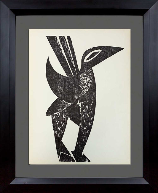 Hap Grieshaber ORIGINAL Woodcut, (Bird) 1964 w/Archival Frame