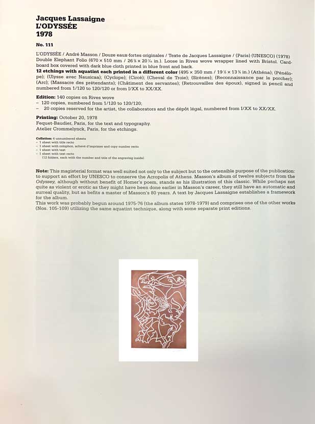 Andre MASSON Original ETCHING Hand SIGNED* & Numb + "ATHENA" Lt. ed. 89/120