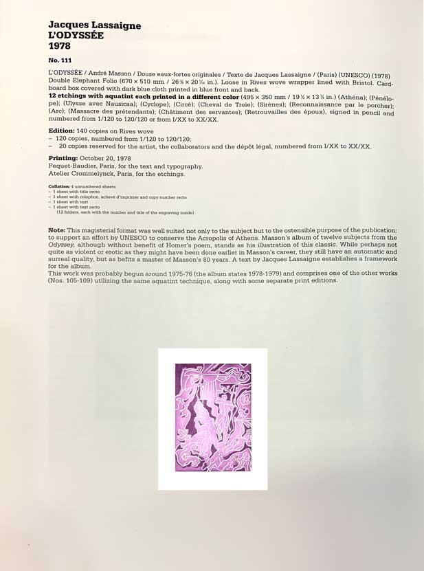 Andre MASSON Etching in Aquatint ~ Hand SIGNED - Ltd EDITION 89/120 w/Frame