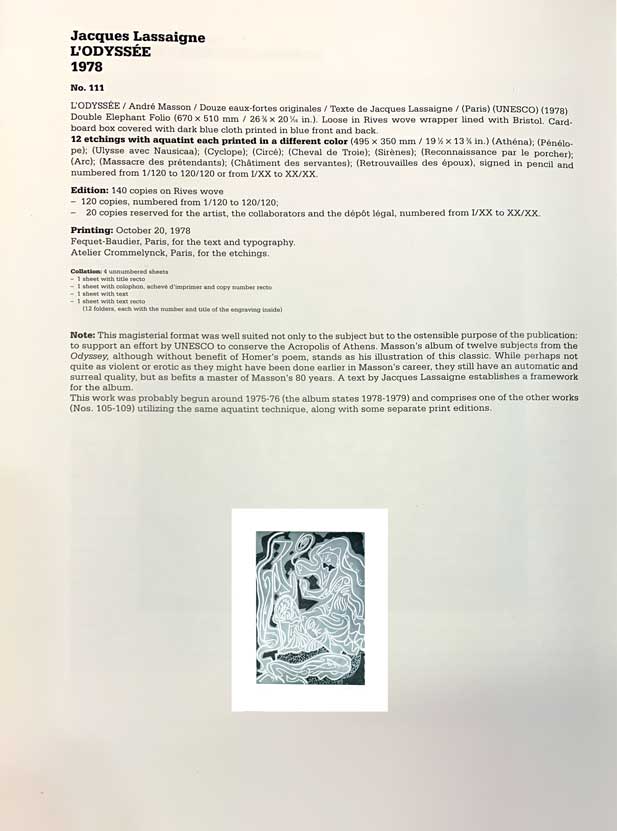 Andre MASSON 25x19in ETCHING Hand SIGNED & Numbered "Penelope" * w/Frame