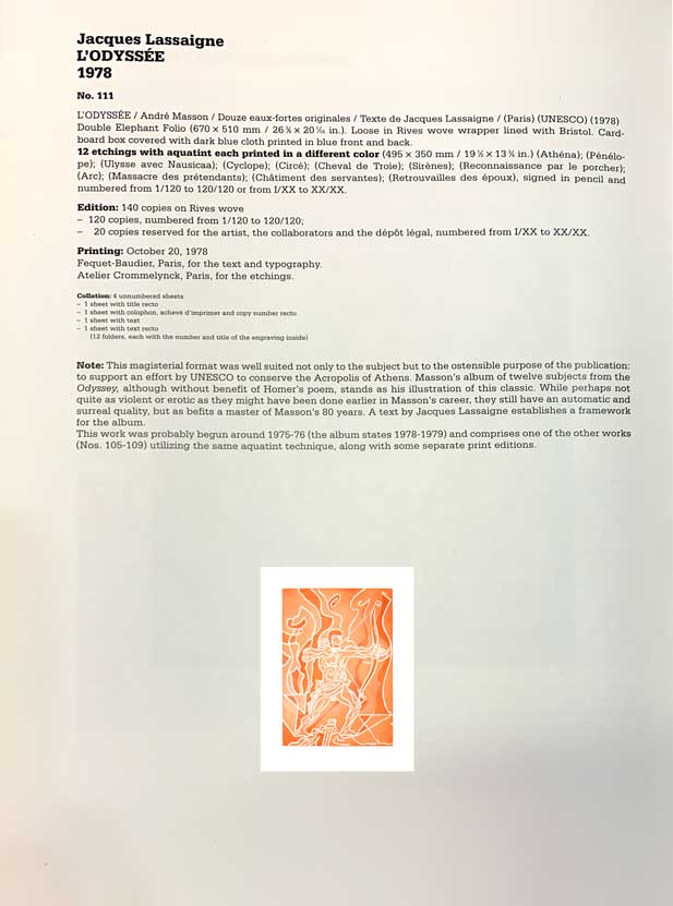 Andre MASSON ETCHING Hand SIGNED & Numbered "Arc" * Lt. Ed. no 89/120