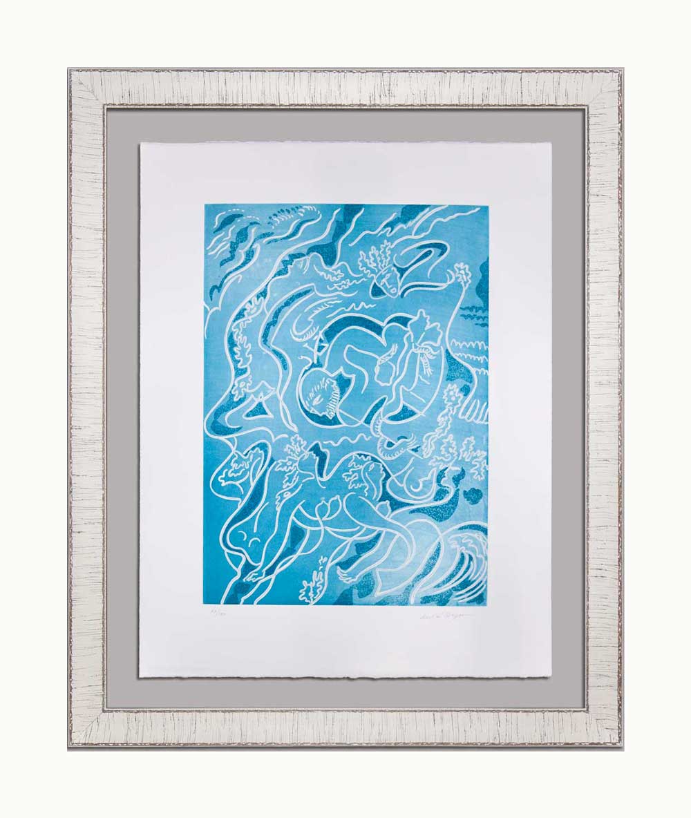 Andre MASSON ETCHING in Aquatint ~Hand SIGN "Sirens"- Ed. No. 89/120 w/Frame