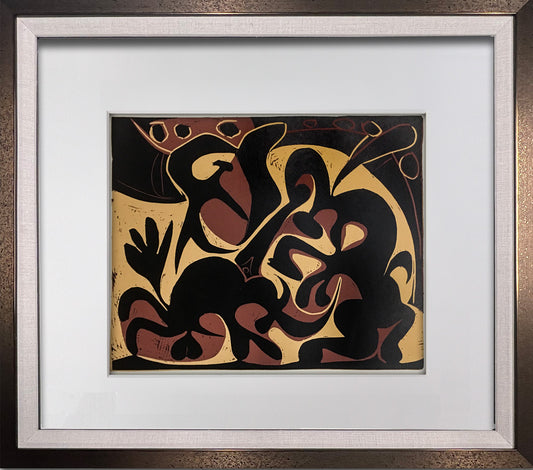 Pablo Picasso LINOGRAVURE Ltd Ed. "Pique (noir et beige)” 1959 +Custom FRAMING