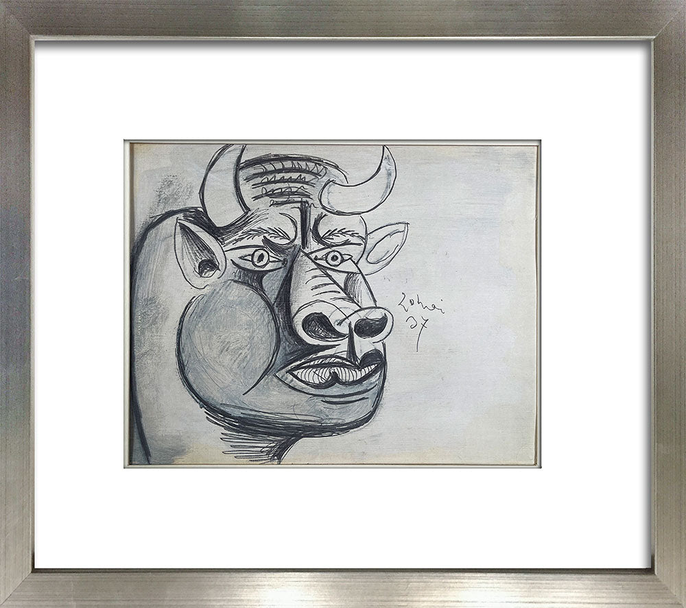 Pablo Picasso Guernica Bull Study Lithographs Limited Edition Set of 2 Custom Framed